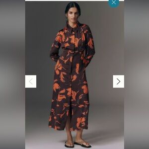 Long-Sleeve Satin Shirt Dress by Exquise